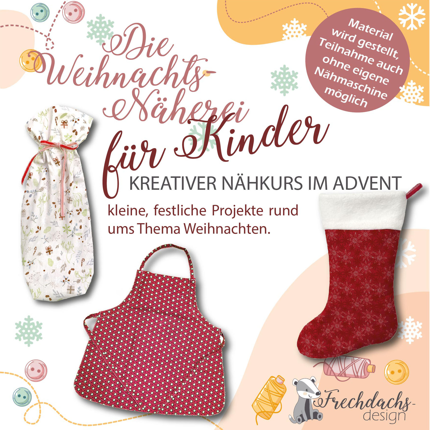 Nähkurs Weihnachtsnäherei in Krefeld Nähkurs Weihnachtsnäherei für Kinder in Krefeld