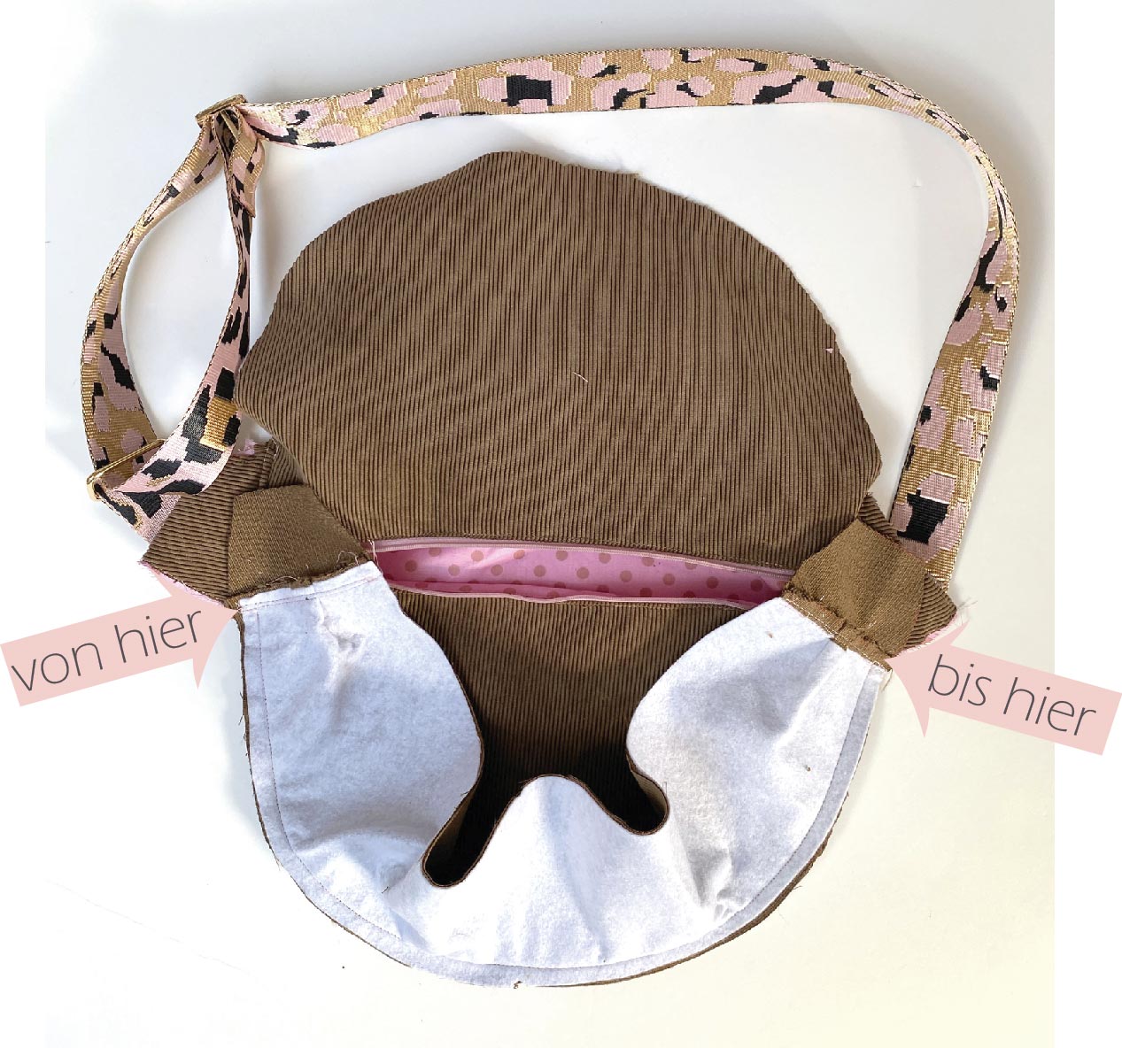 Schnittmuster Tasche - Boden annähen Oberstoff 1