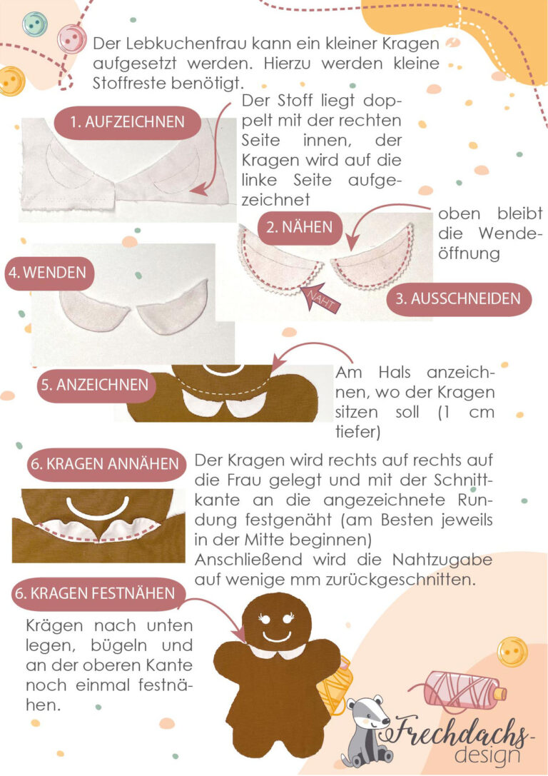 Schnittmuster Lebkuchenfrau - Kragen aufzeichnen